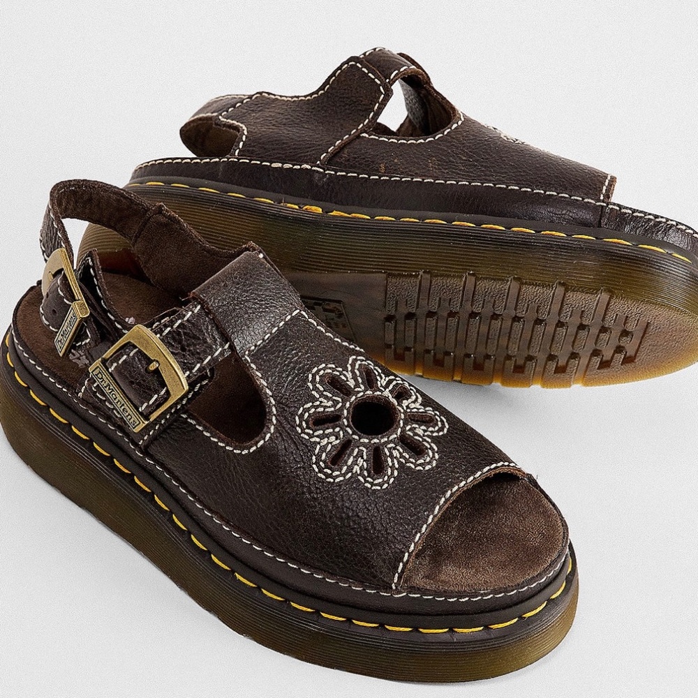 Dr Martens Dunnet Flower Sandals Brown Leather size 8 NEW Women Sandal